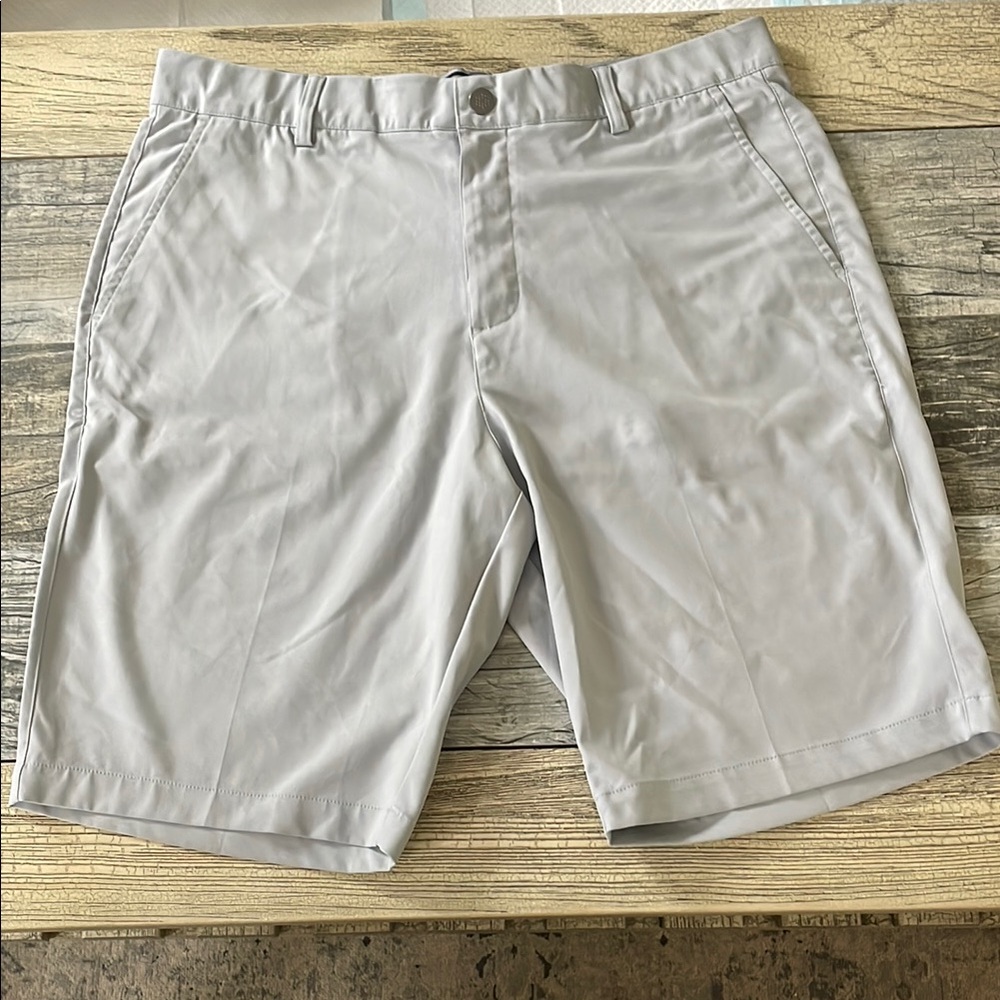 Puma Light Gray Flat Front Shorts with Elastic Waistband